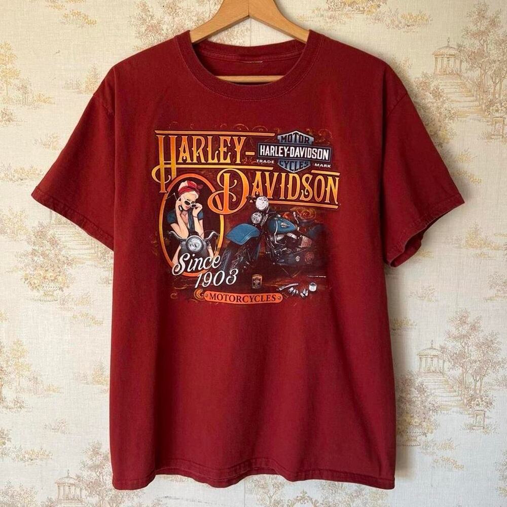 Harley Davidson Oregon Duck Tee | Pin-Up Graphic | Size L